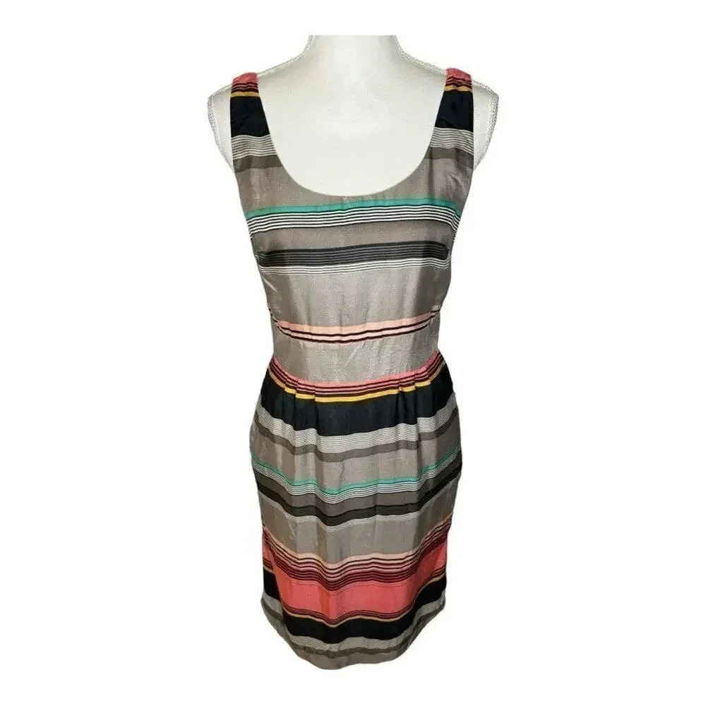 Banana‎ Republic Size 6 Silk Striped Casey Sheath Dress